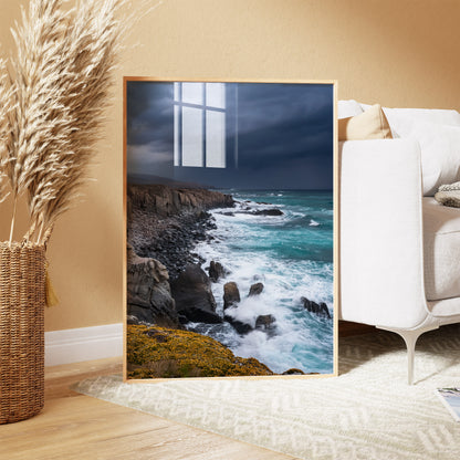 Stormy Coast Wall Art Set - Ocean Cliffs & Turquoise Waves