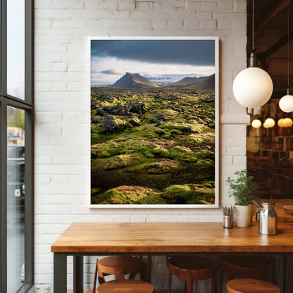 Iceland Moss Lava Field Wall Art Set - Green Volcanic Terrain