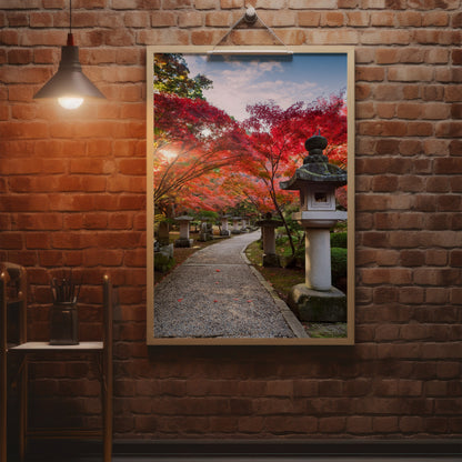 Japanische Gartenlaternen Herbst – Zen Maple Foliage Wandkunst