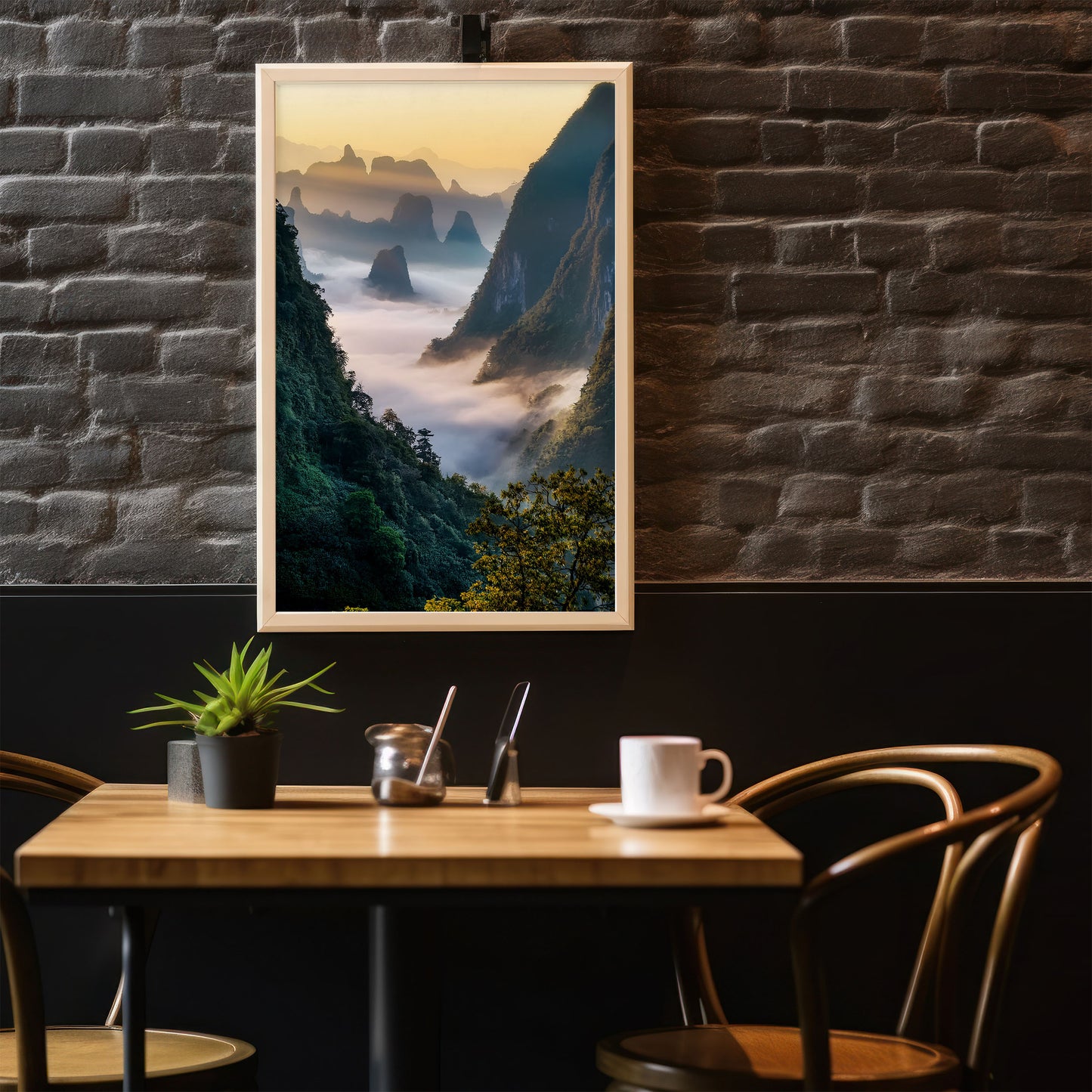 Karst Mountains Wall Art Set - Misty Sunrise Peaks