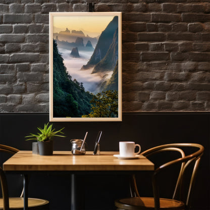 Karst Mountains Wall Art Set - Misty Sunrise Peaks