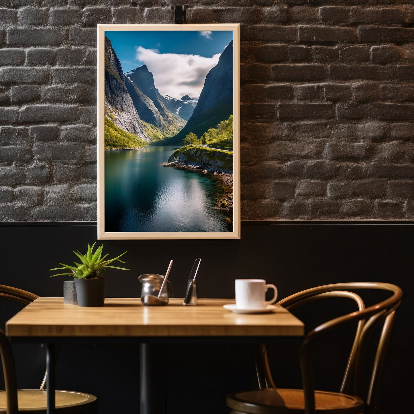 Norway Fjords Wall Art Set - Minimal Blue Landscape Prints