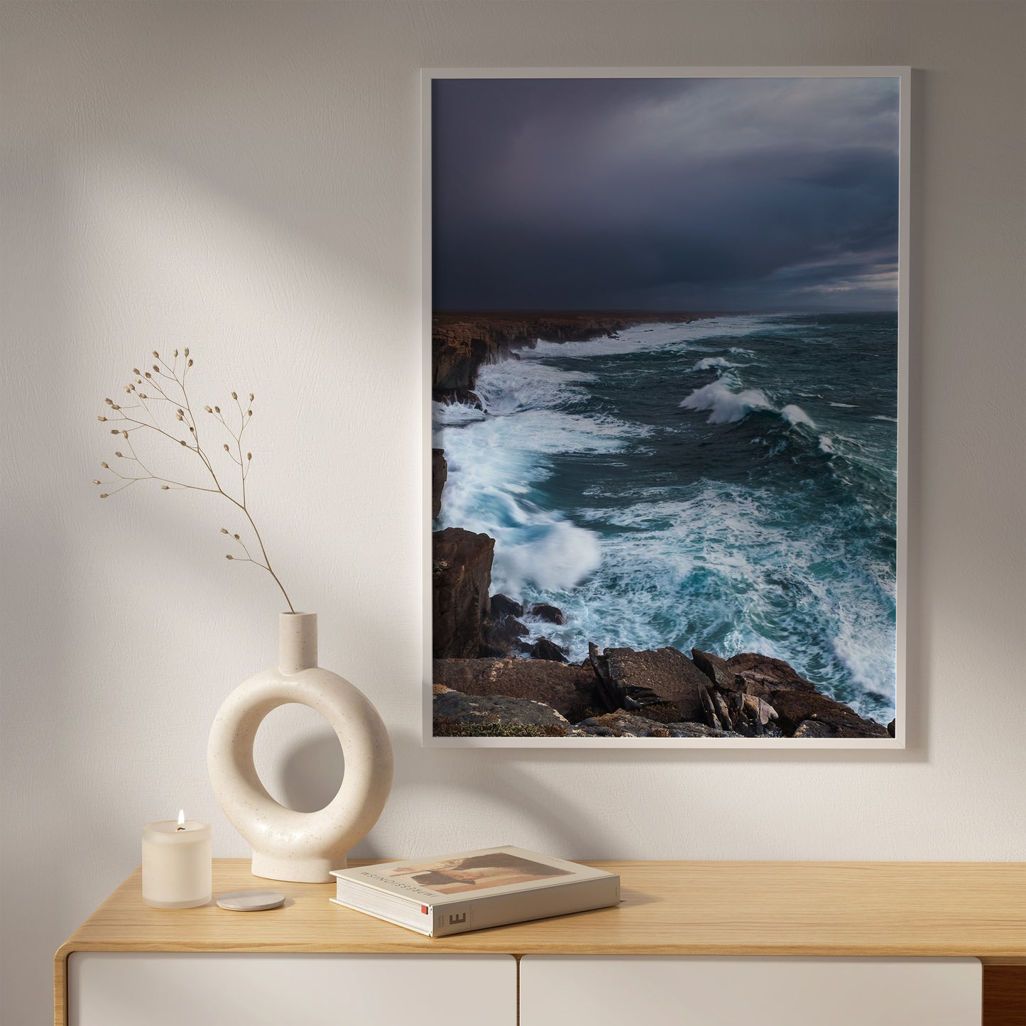 Stormy Coast Wall Art Set - Ocean Cliffs & Turquoise Waves