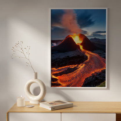 Vulkan-Lava-Wandkunst-Set – Rot-Orange Eruption