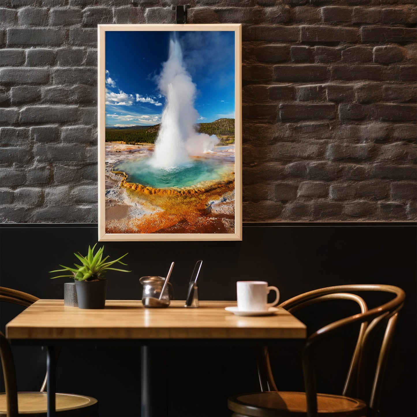 Geysir-Ausbruch-Wandkunst-Set – Türkisfarbene heiße Quellen