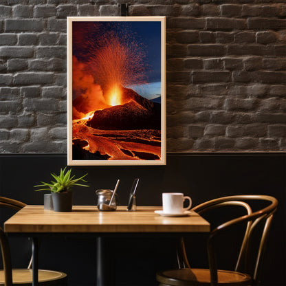 Volcano Eruption Wall Art Set - Fiery Lava Night