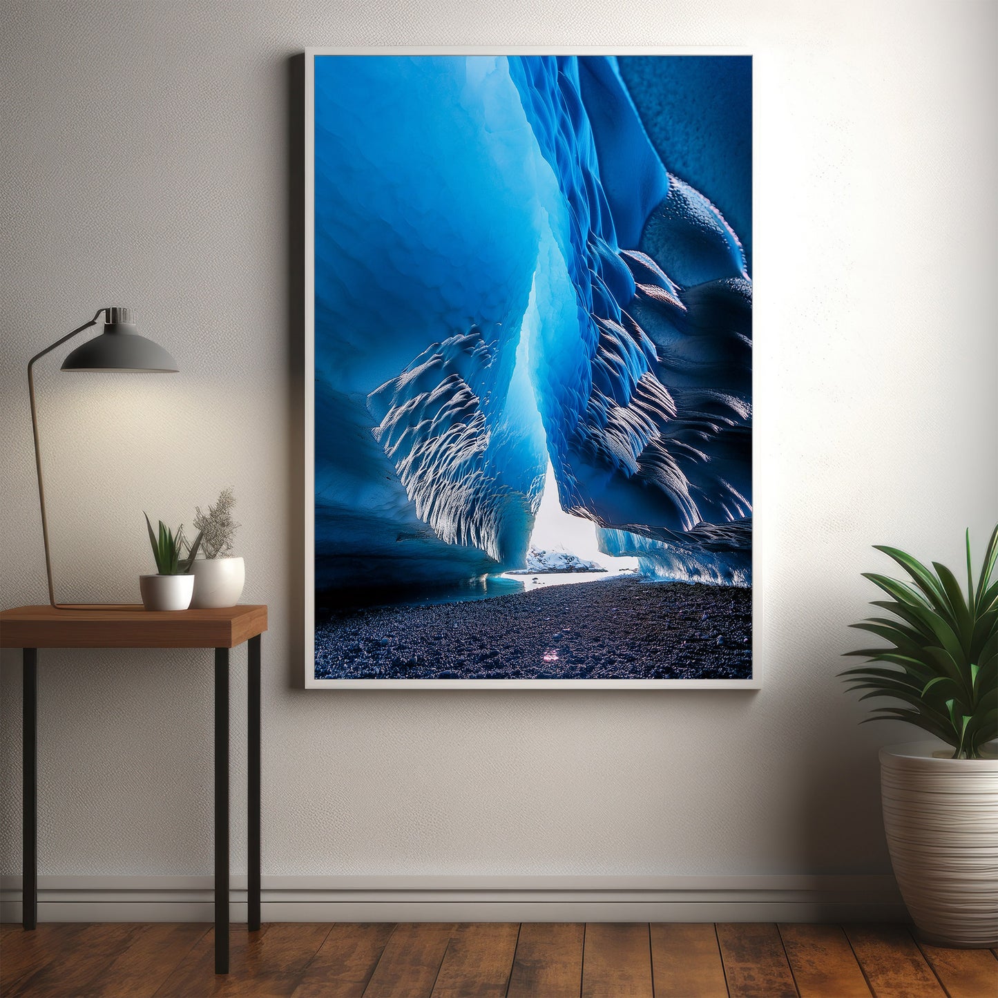 Glacier Cave Wall Art Set - Luminous Icy Blue