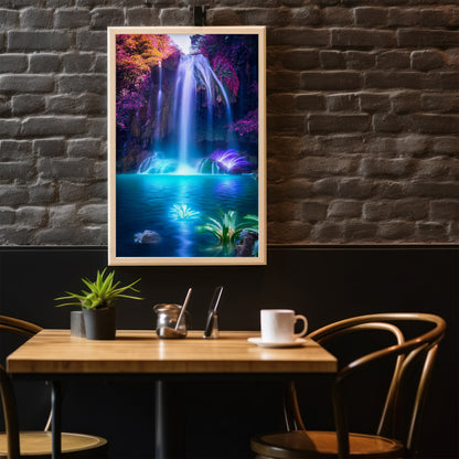 Neon Waterfall Wall Art Set - Dreamy Blue & Magenta