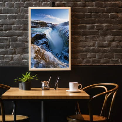 Iceland Winter Waterfall Wall Art Set - Frozen Canyon