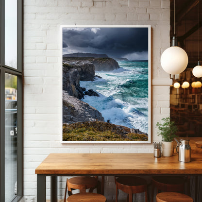 Stormy Coast Wall Art Set - Ocean Cliffs & Turquoise Waves
