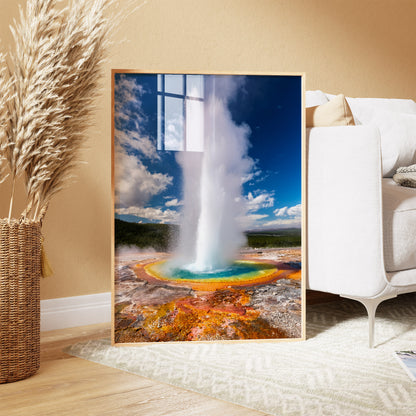 Geysir-Ausbruch-Wandkunst-Set – Türkisfarbene heiße Quellen