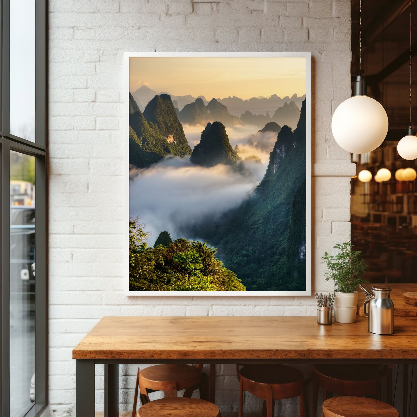 Karst Mountains Wall Art Set - Misty Sunrise Peaks