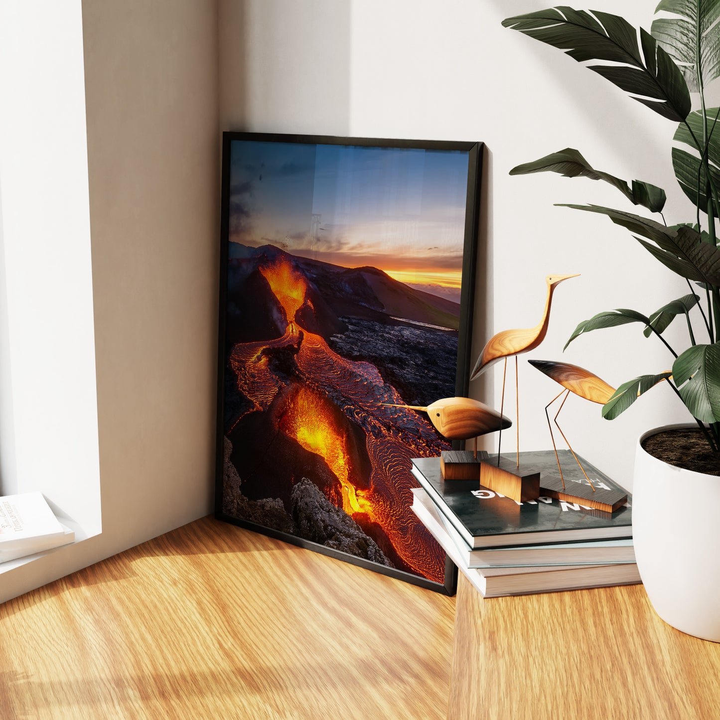 Vulkan-Lava-Wandkunst-Set – Rot-Orange Eruption
