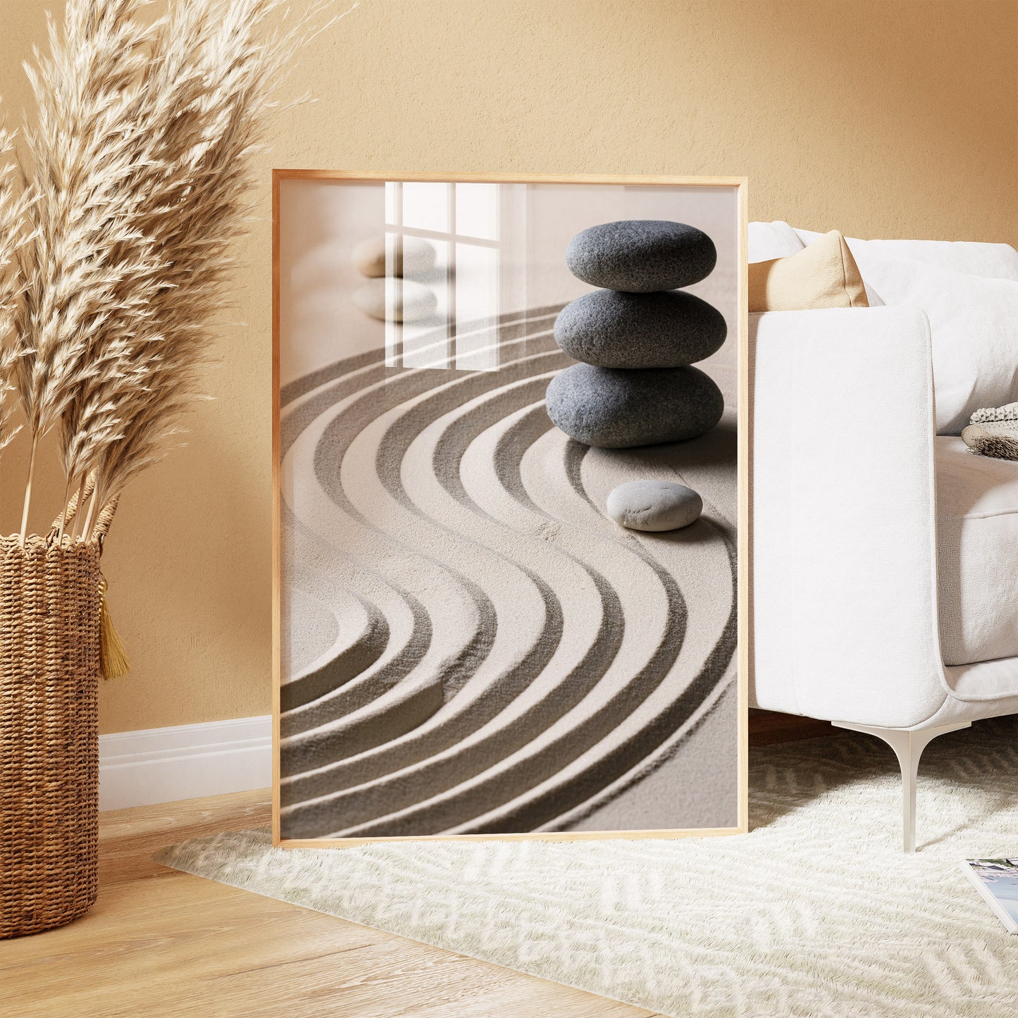 Zen Sand Garden - Stacked Stones & Raked Patterns
