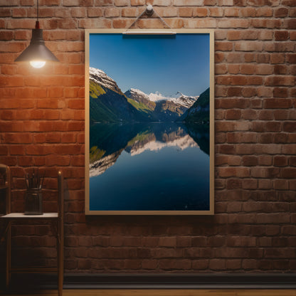 Norway Fjords Mirror Lake Wall Art Set - Minimal Blue