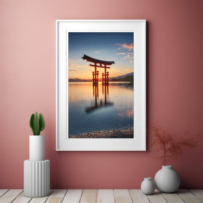 Japanisches Torii-Tor bei Sonnenuntergang – Serene Japan Wall Art
