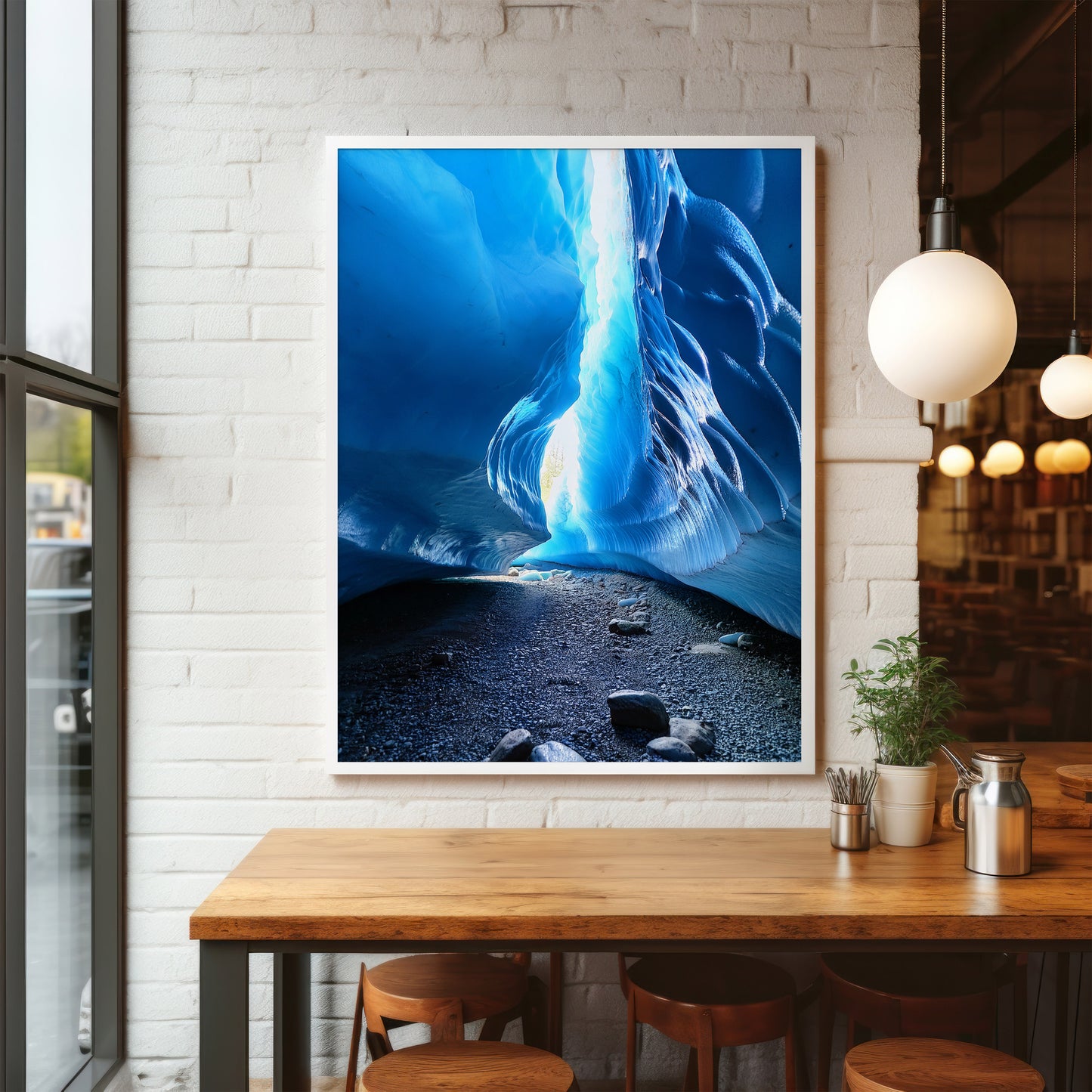 Glacier Cave Wall Art Set - Luminous Icy Blue
