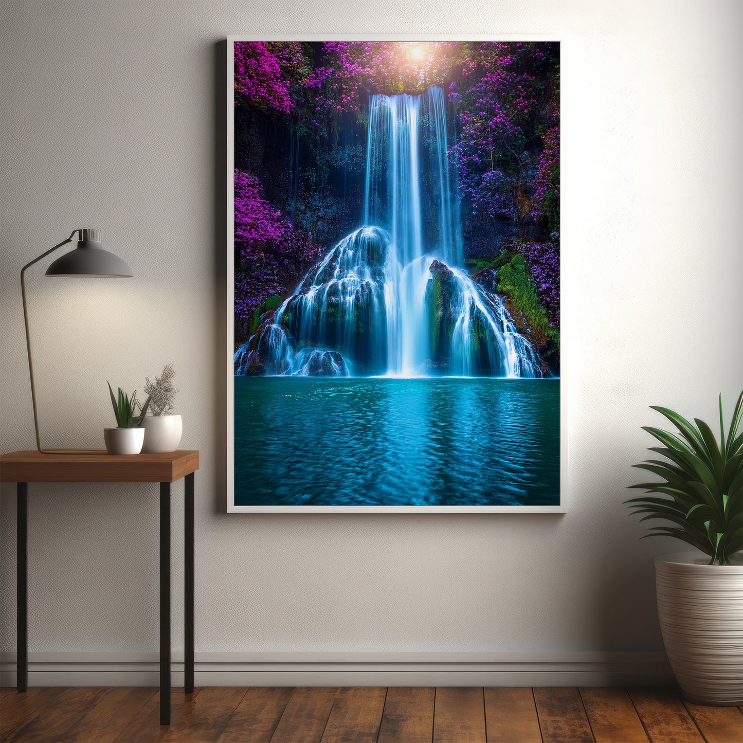 Neon Waterfall Wall Art Set - Dreamy Blue & Magenta