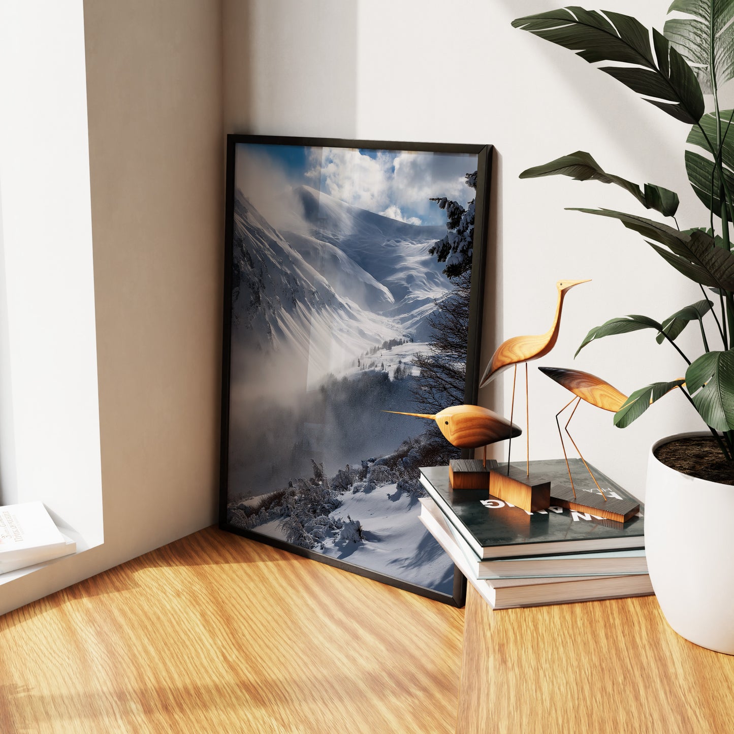 Alpine Snowstorm Wall Art Set - Misty Winter Mountains