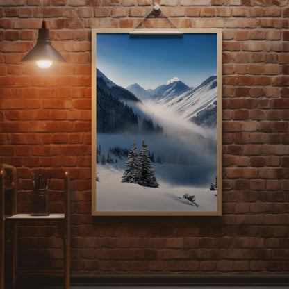 Alpine Snowstorm Wall Art Set - Misty Winter Mountains