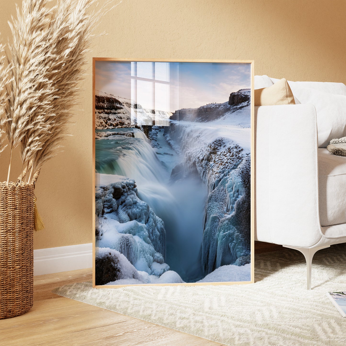 Iceland Winter Waterfall Wall Art Set - Frozen Canyon