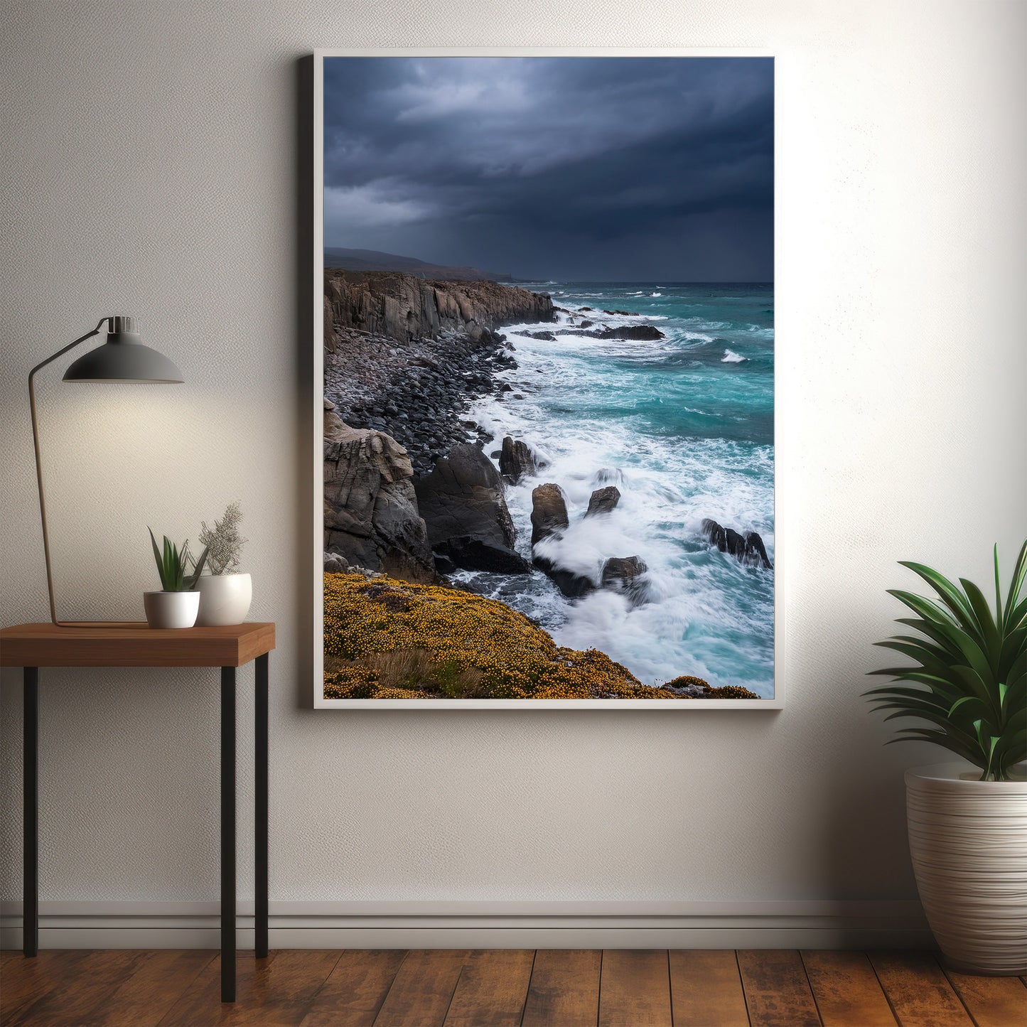 Stormy Coast Wall Art Set - Ocean Cliffs & Turquoise Waves