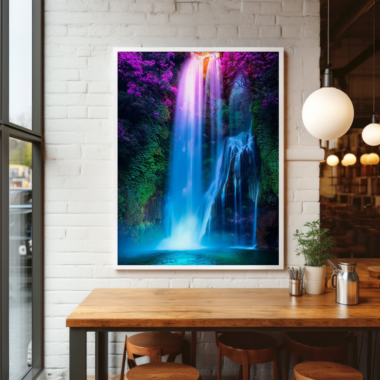 Neon Waterfall Wall Art Set - Dreamy Blue & Magenta