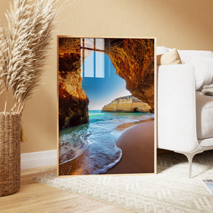 Benagil Cave Algarve Landscape – Limestone & Turquoise Ocean