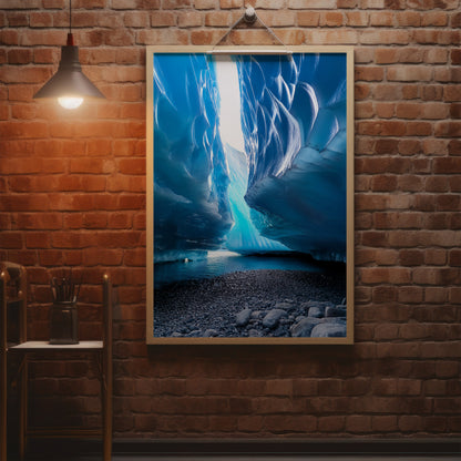 Glacier Cave Wall Art Set - Luminous Icy Blue