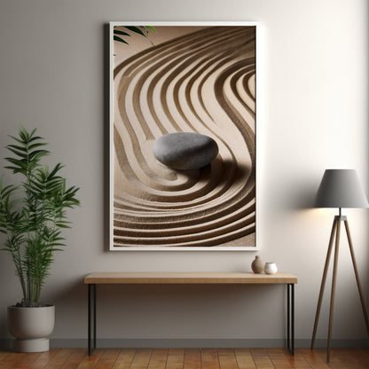Zen Sand Garden - Stacked Stones & Raked Patterns