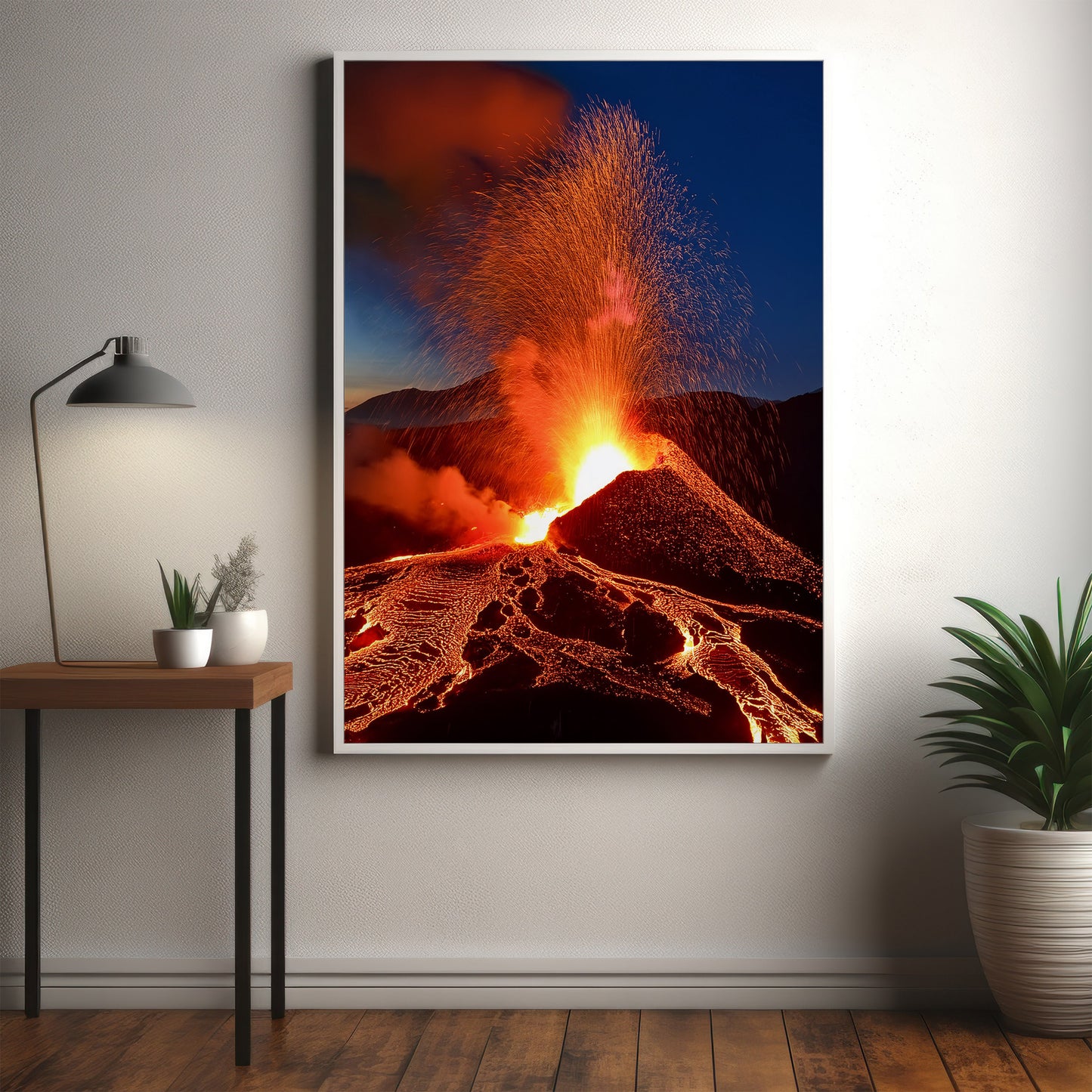 Volcano Eruption Wall Art Set - Fiery Lava Night