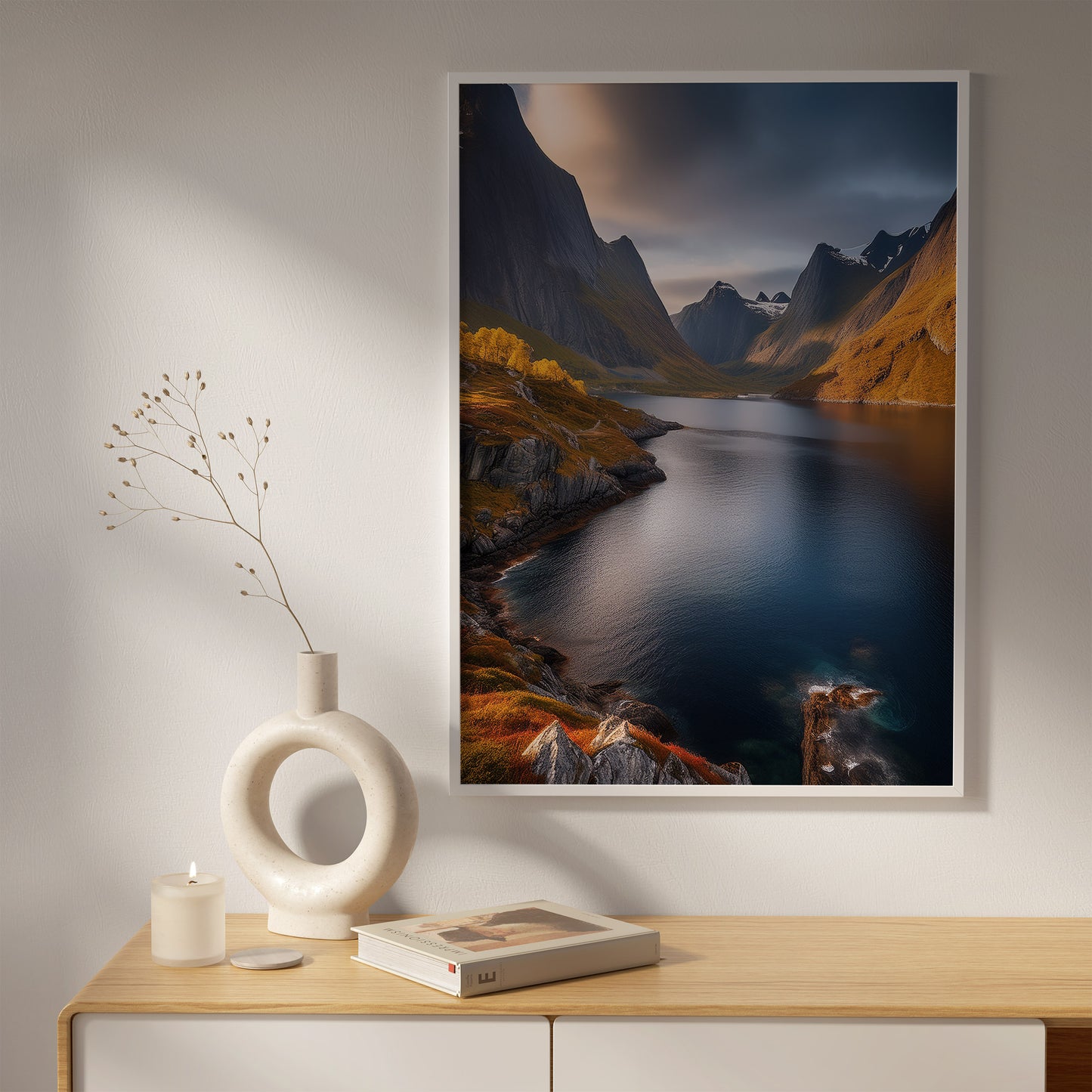 Norway Fjords Wall Art Set - Minimal Blue Landscape Prints