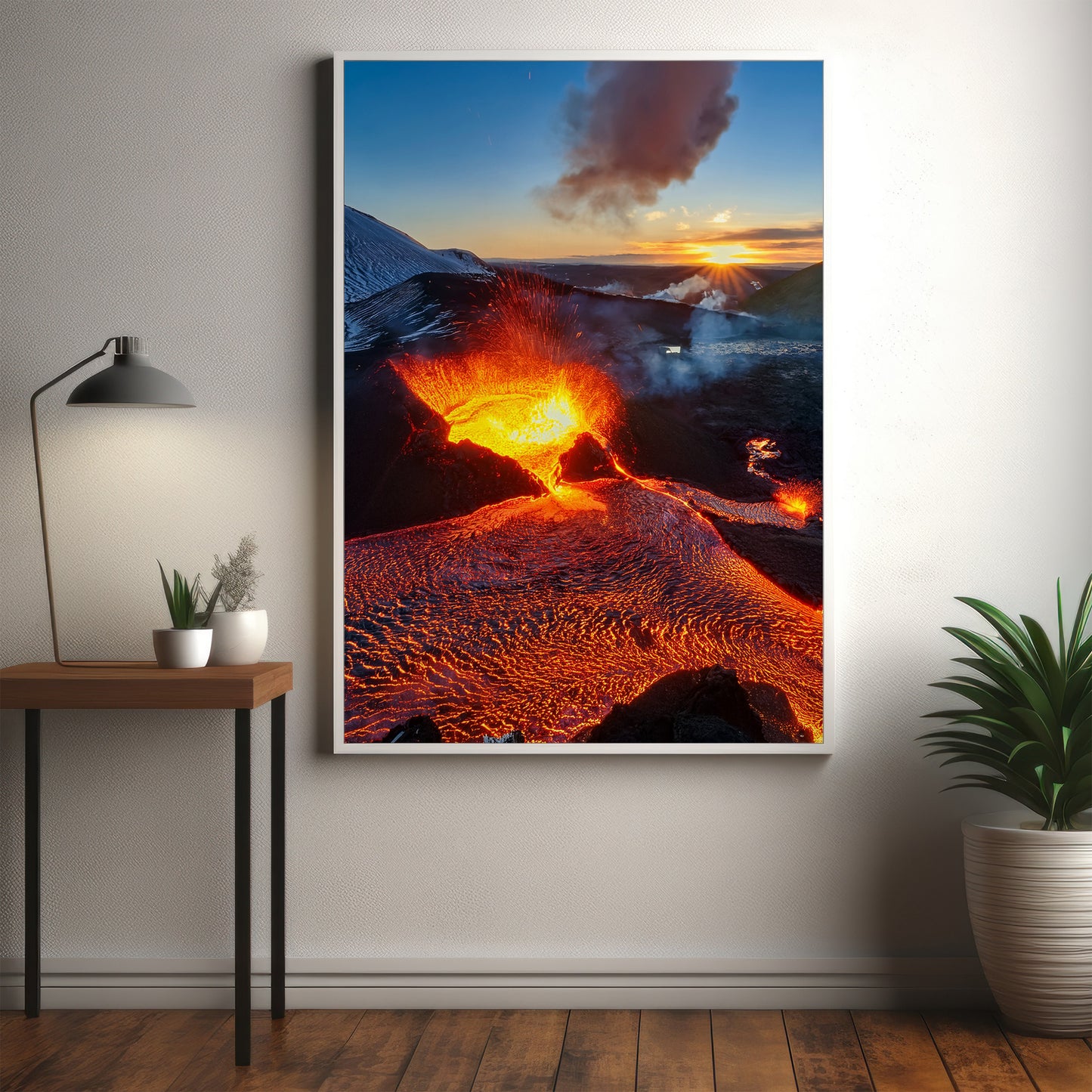 Vulkan-Lava-Wandkunst-Set – Rot-Orange Eruption