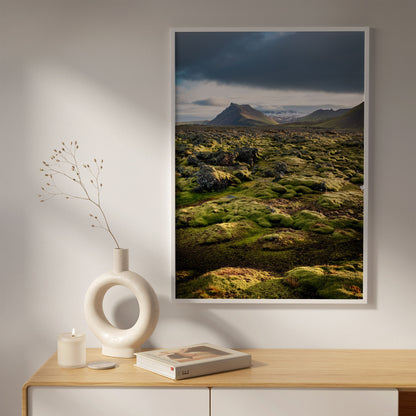 Iceland Moss Lava Field Wall Art Set - Green Volcanic Terrain