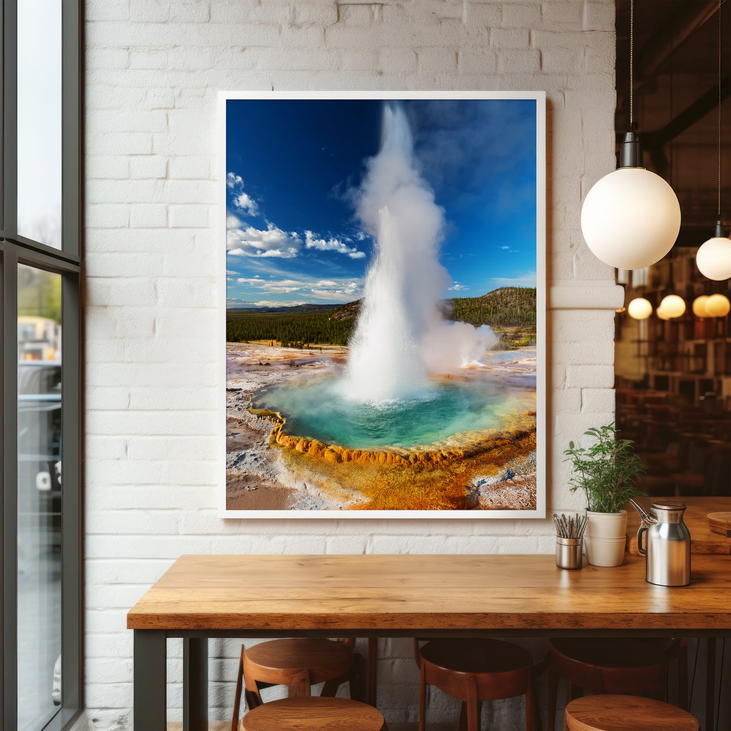 Geysir-Ausbruch-Wandkunst-Set – Türkisfarbene heiße Quellen