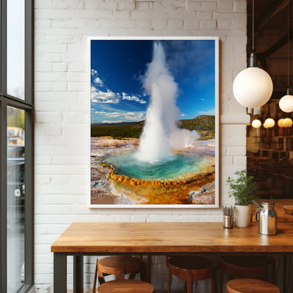 Geysir-Ausbruch-Wandkunst-Set – Türkisfarbene heiße Quellen