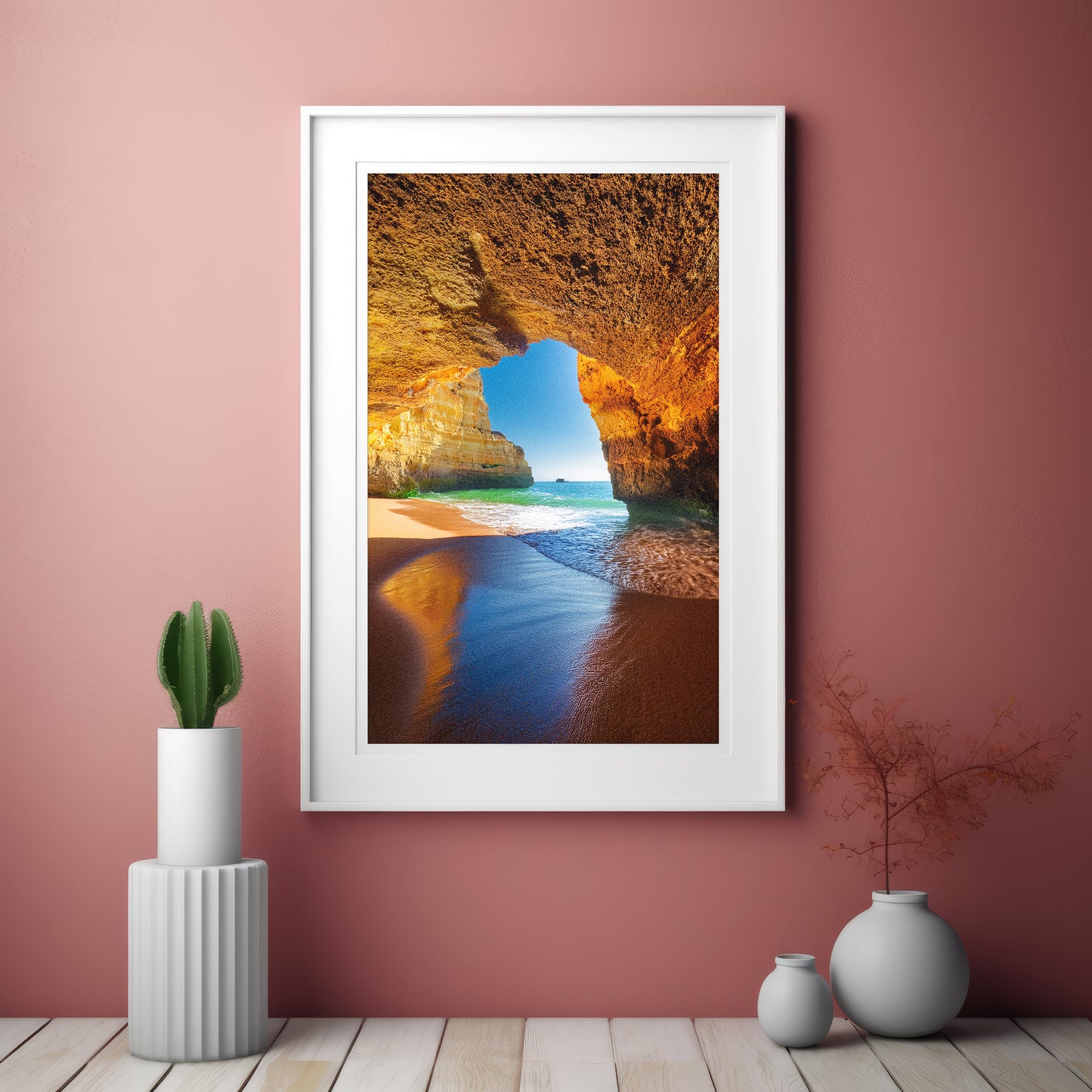Benagil Cave Algarve Landscape – Limestone & Turquoise Ocean