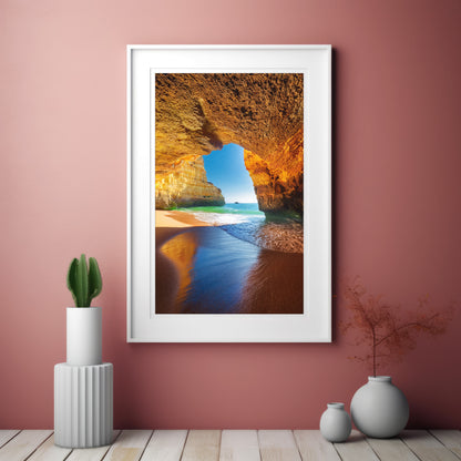 Benagil Cave Algarve Landscape – Limestone & Turquoise Ocean
