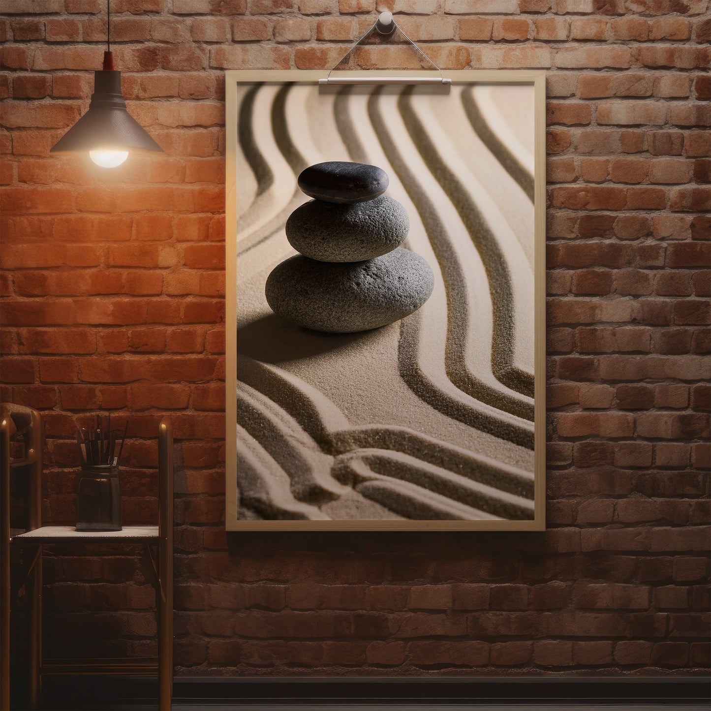 Zen Sand Garden - Stacked Stones & Raked Patterns