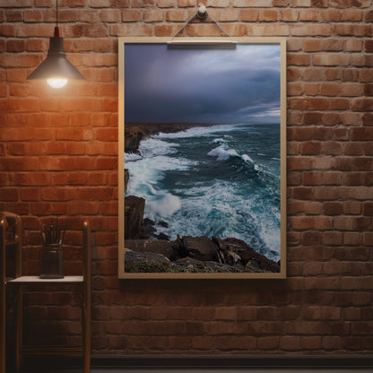 Stormy Coast Wall Art Set - Ocean Cliffs & Turquoise Waves