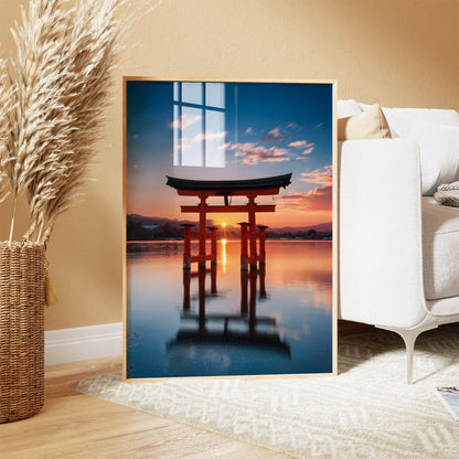 Japanisches Torii-Tor bei Sonnenuntergang – Serene Japan Wall Art