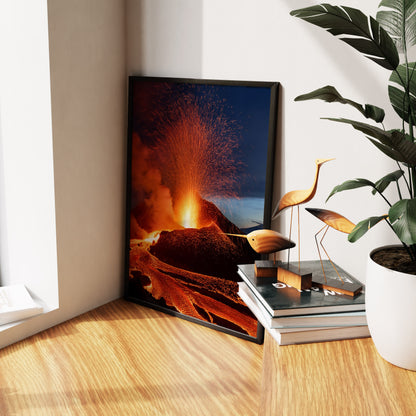 Volcano Eruption Wall Art Set - Fiery Lava Night