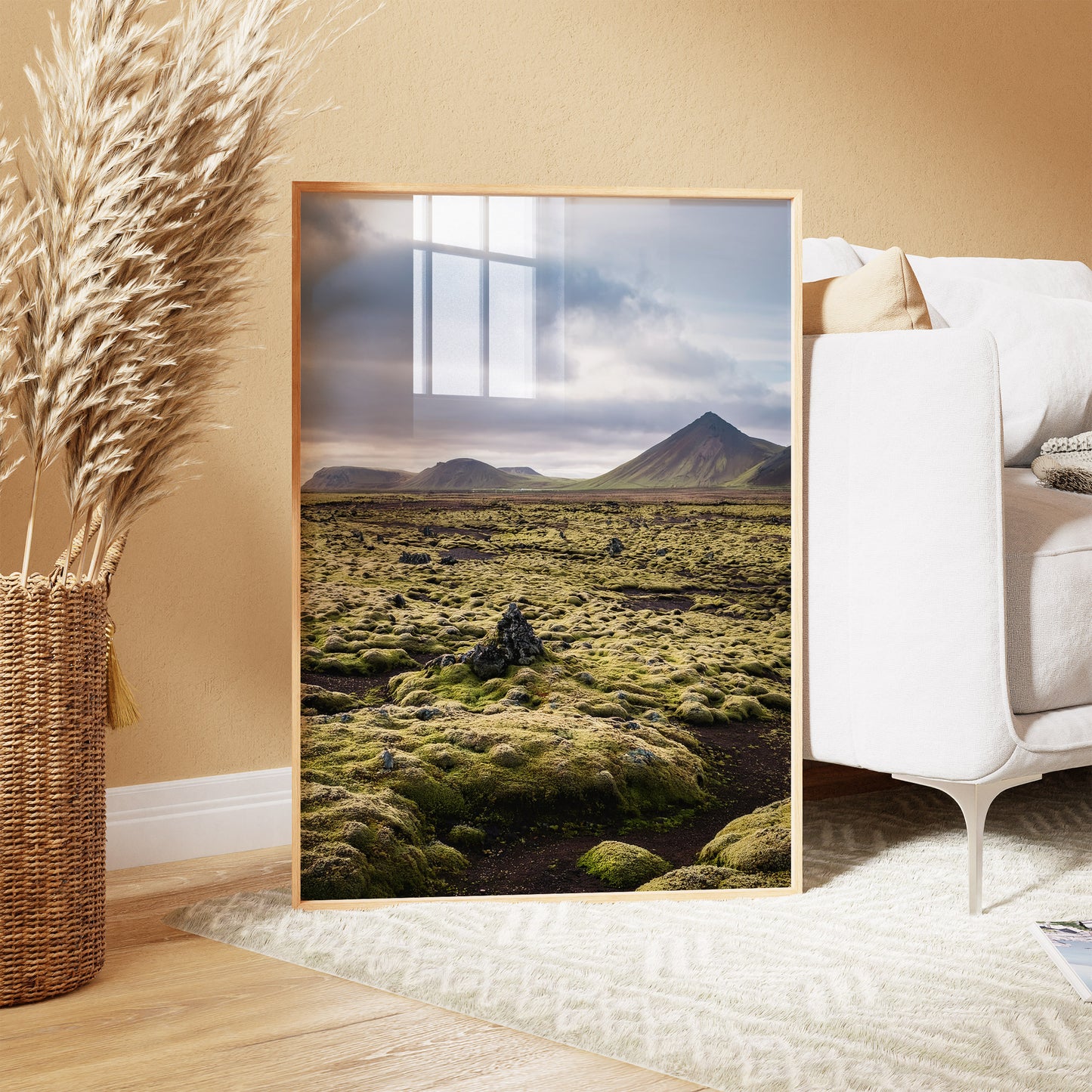 Iceland Moss Lava Field Wall Art Set - Green Volcanic Terrain