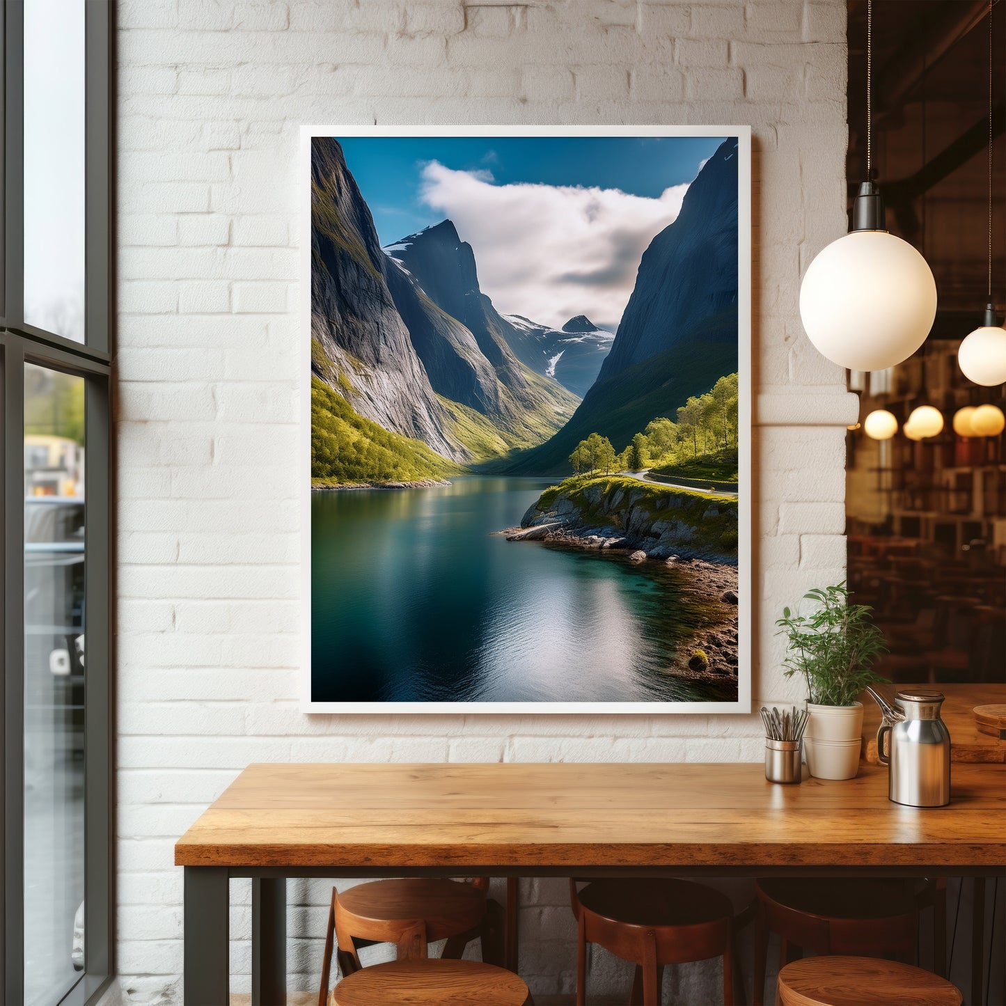 Norway Fjords Wall Art Set - Minimal Blue Landscape Prints