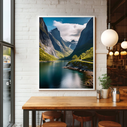 Norway Fjords Wall Art Set - Minimal Blue Landscape Prints