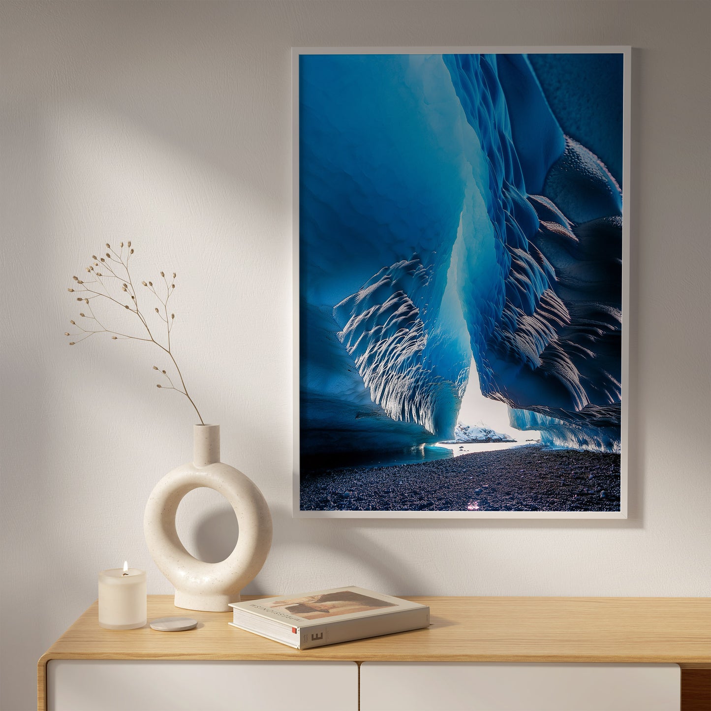 Glacier Cave Wall Art Set - Luminous Icy Blue
