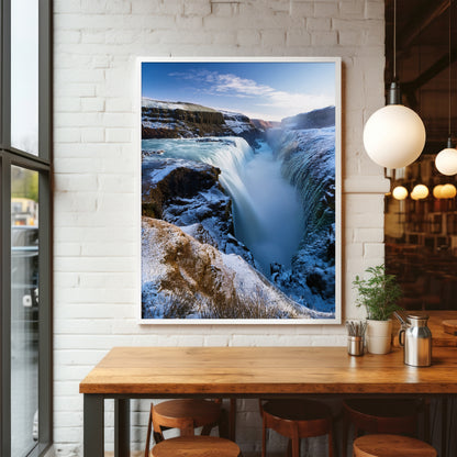Iceland Winter Waterfall Wall Art Set - Frozen Canyon