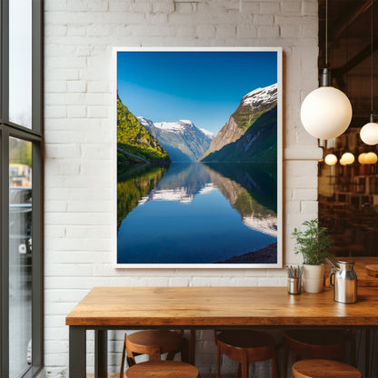 Norway Fjords Mirror Lake Wall Art Set - Minimal Blue