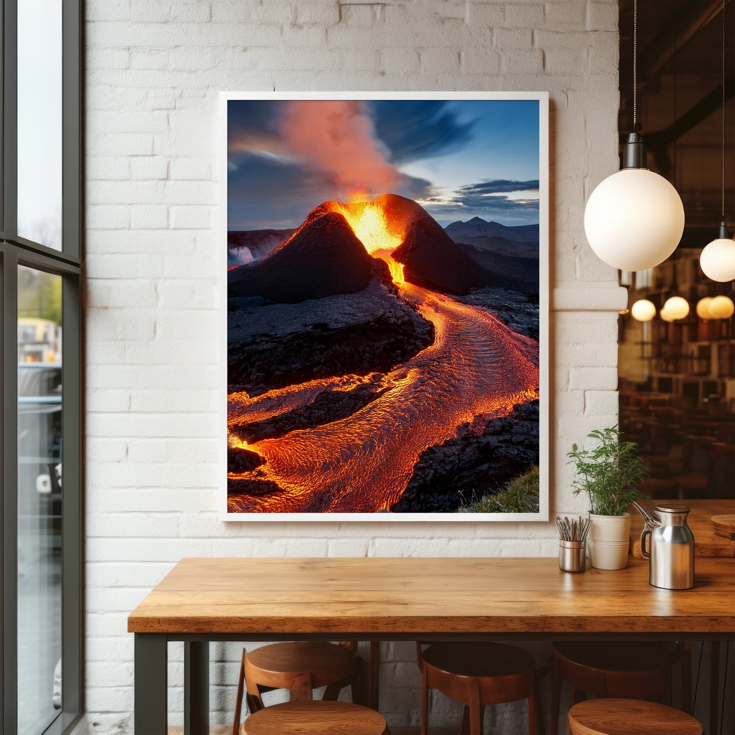 Vulkan-Lava-Wandkunst-Set – Rot-Orange Eruption