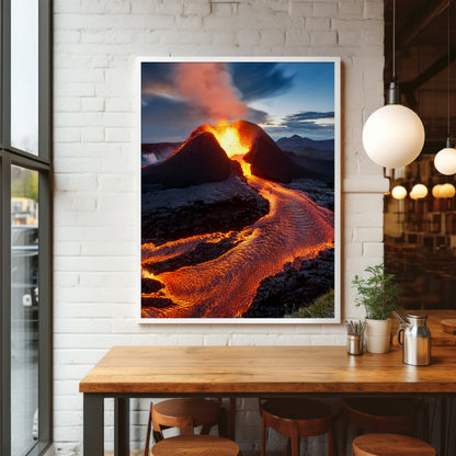 Vulkan-Lava-Wandkunst-Set – Rot-Orange Eruption